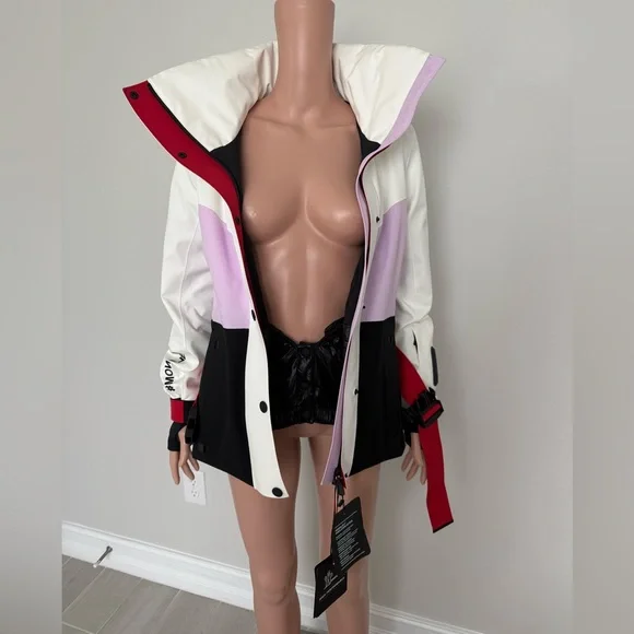 Moncler Grenoble Hainet Women's White, Pink, Black, and Red Ski Jacket